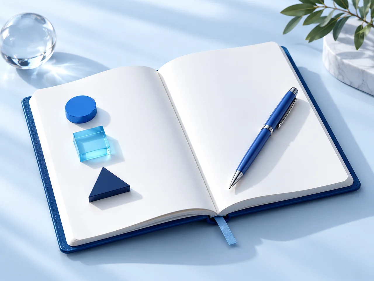 An open notebook and three blue markers represent a practical next-step plan.