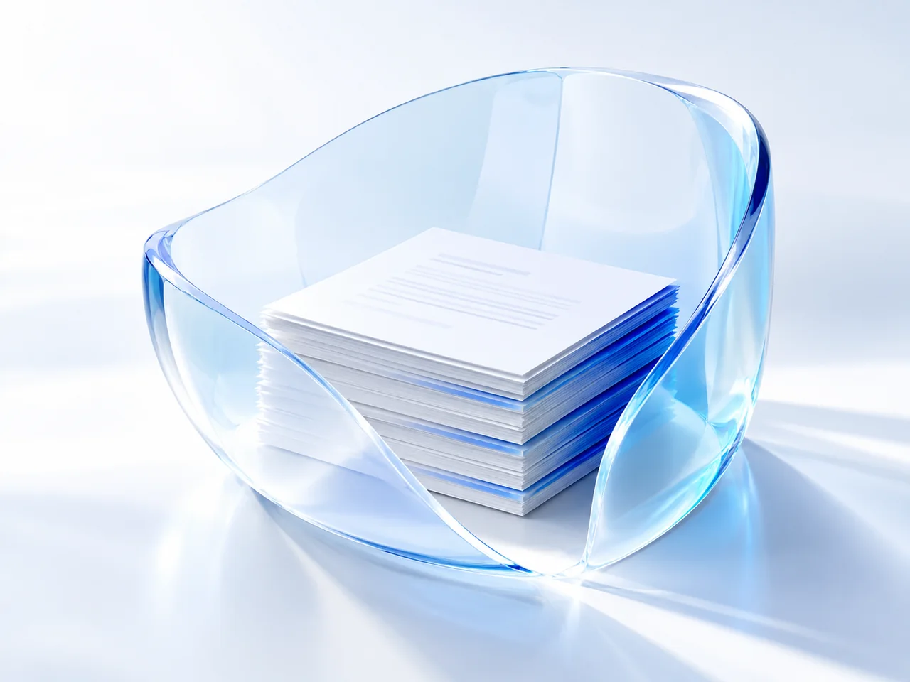 A protective blue shell around documents symbolizes careful information handling.